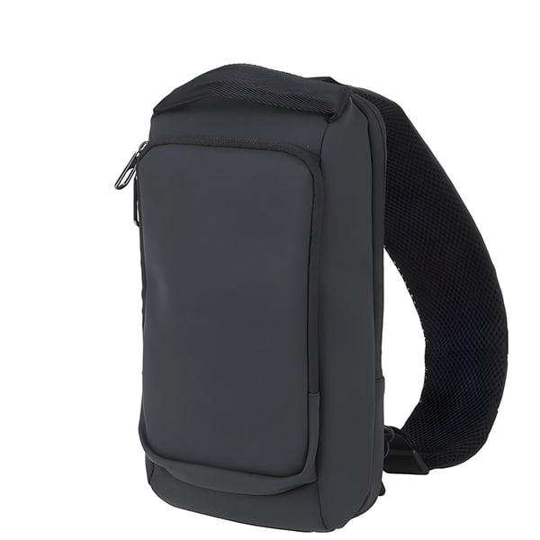 Black Diagonal Crossbody Bag Made of PU Leather