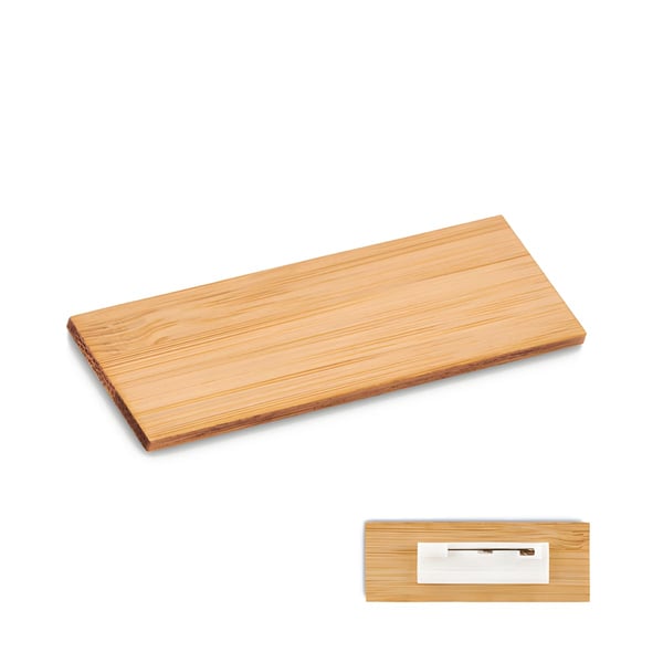 Premium Bamboo Name Tag Holder with Needle Pin