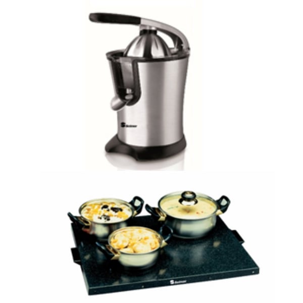 Large Shabbat Hot Plate with 6 Pots and Stainless Steel Citrus Juicer by SELMOR