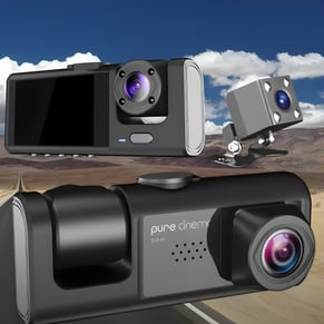 מצלמת דרך לרכב עם 3 עדשות צילום  מבית Pure Cinema