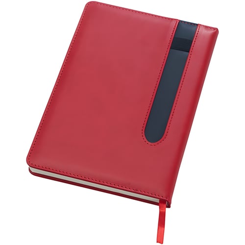 מחברת עסקים A5 עם מקום לעט בחזית - אדום