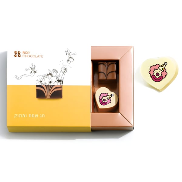 מארז פרלינים יוקרתי לפורים עם ליצן