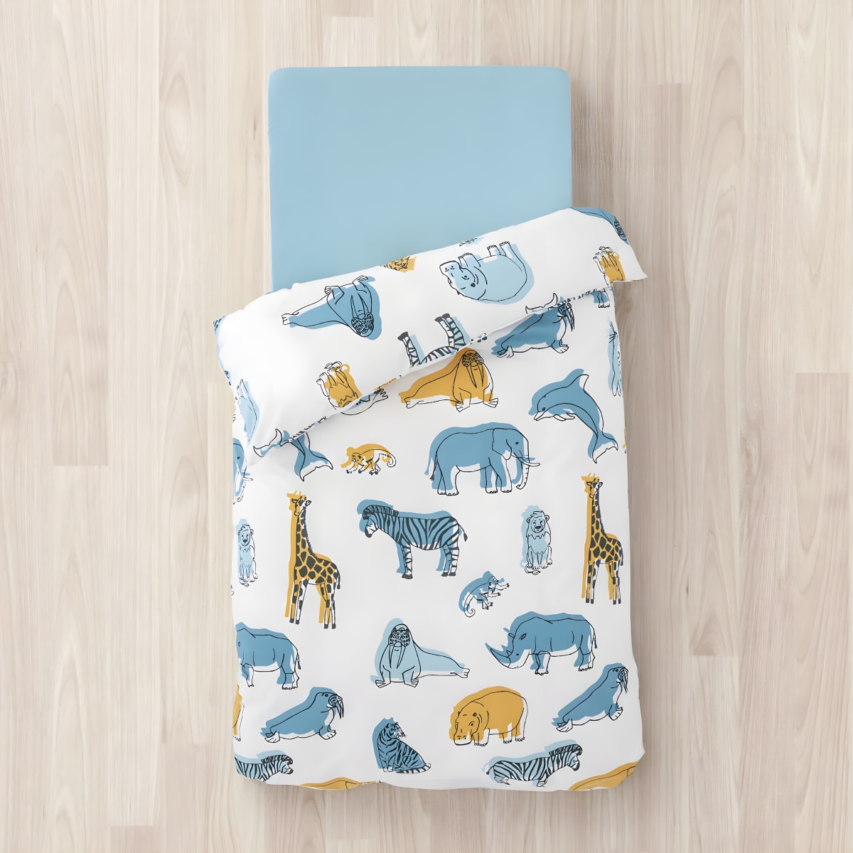 סט מצעי כותנה לתינוקות עם הדפס חיות מבית גולף