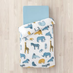 סט מצעי כותנה לתינוקות עם הדפס חיות מבית גולף