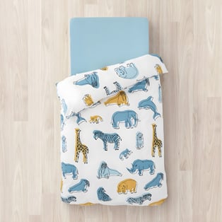 סט מצעי כותנה לתינוקות עם הדפס חיות מבית גולף