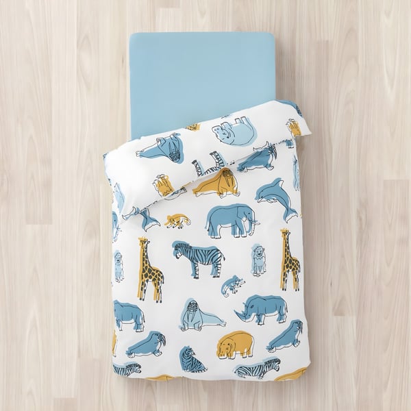 סט מצעי כותנה לתינוקות עם הדפס חיות מבית גולף