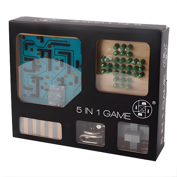 5-in-1 Wooden Games Set for Kids