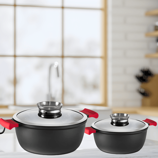 Capstone Cookware Set Sizes 20 & 24 cm with Durable Marble Coating