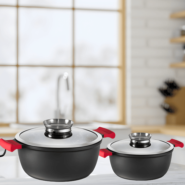 מארז סירים בגדלים 20 ו-24 ס"מ מבית קאפסטון - עם ציפוי שיש עמיד
