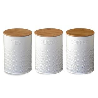 סט קופסאות מתכת אלגנטיות עם מכסה במבוק