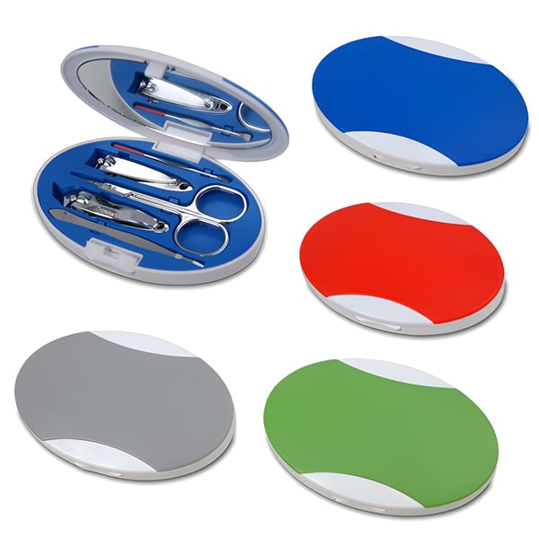 5-Piece Manicure Set with Mirror in Plastic Case