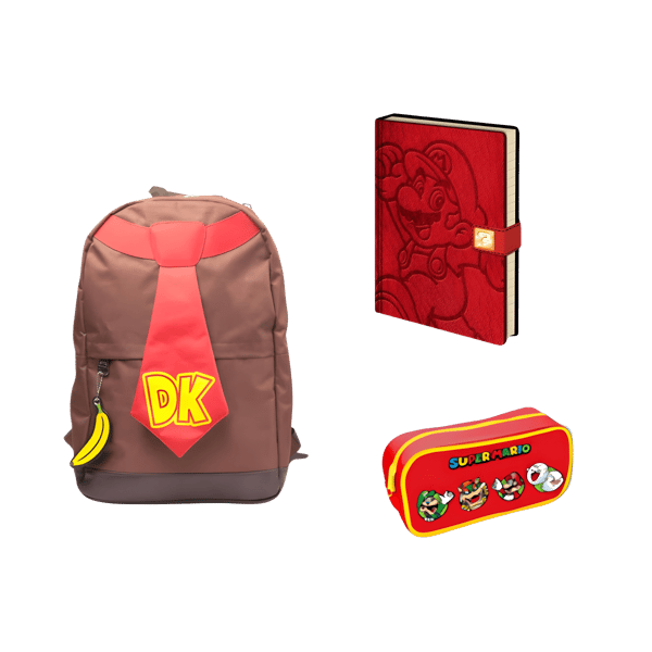מארז חזרה לבית הספר עם נינטנדו - תיק דונקי קונג ומחברת מריו