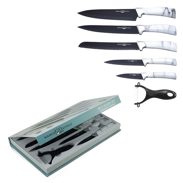 סט סכיני Non-stick מהודר עם קולפן קרמי - 6 חלקים