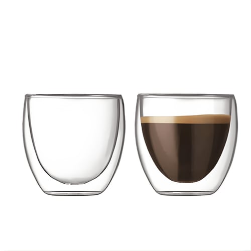 זוג כוסות אספרסו דופן כפולה 100 מ"ל - מתנה מושלמת