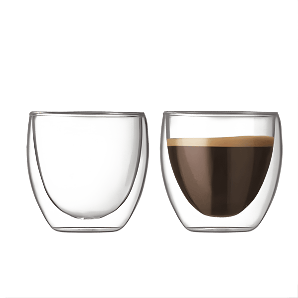 זוג כוסות אספרסו דופן כפולה 100 מ"ל - מתנה מושלמת