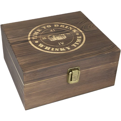 ערכת מתנה לוויסקי עם כוסות ואבני קרח בקופסה מהודרת