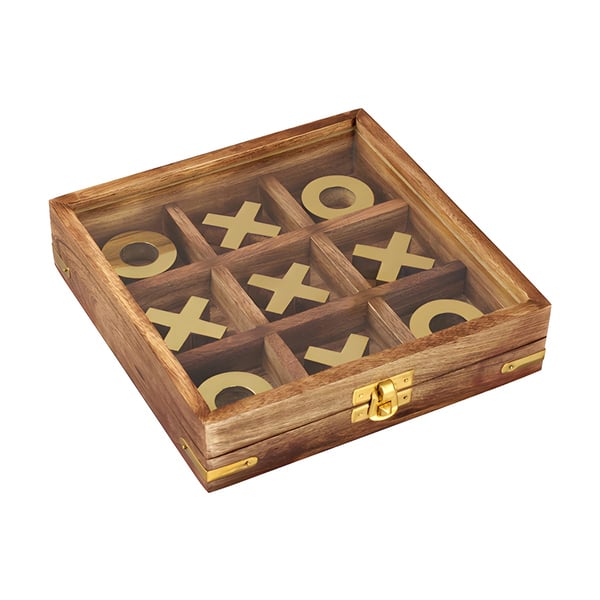 Luxury XO Game with Copper Pieces in Elegant Wooden Box