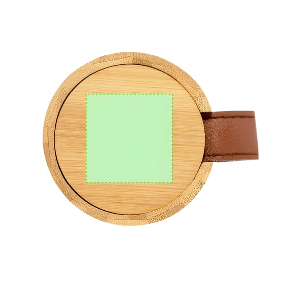 מחזיק מפתחות עגול עם מסגרת עץ וניצני זמש