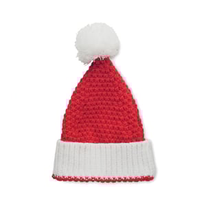 Christmas Knit Beanie with Cuff and Bobble in Stretchy Acrylic