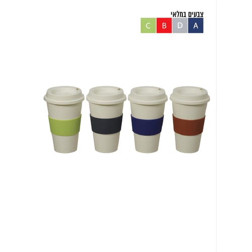 כוס פלסטיק עם מכסה וחבק סיליקון, 0.5 ליטר