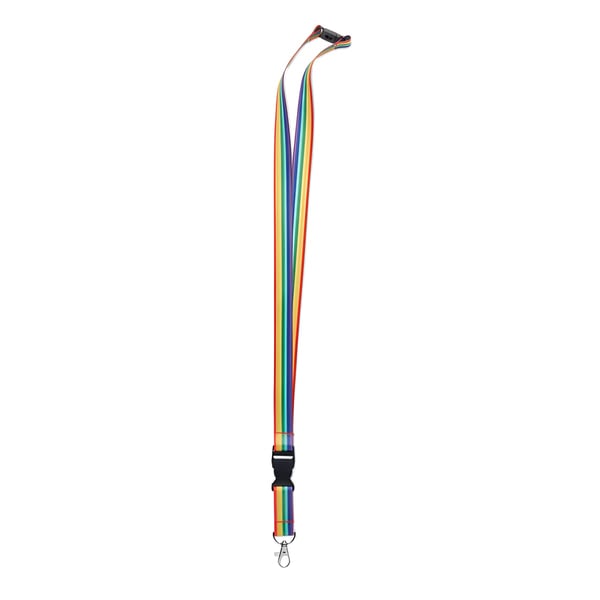 Rainbow Lanyard with Metal Hook and Safety Buckle