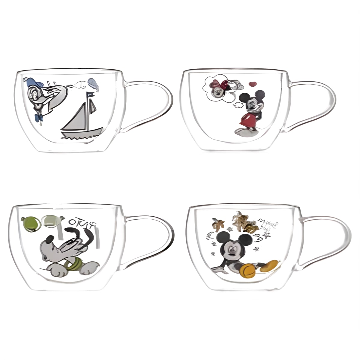 מארז 4 כוסות קפה קפוצ'ינו דופן כפולה - נאמן 260 מ"ל