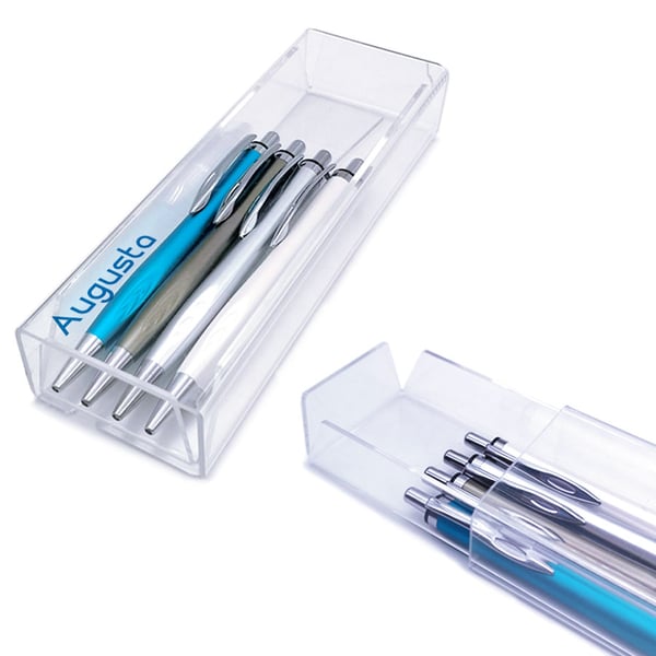 Transparent Pencil Case with Pens - Casos