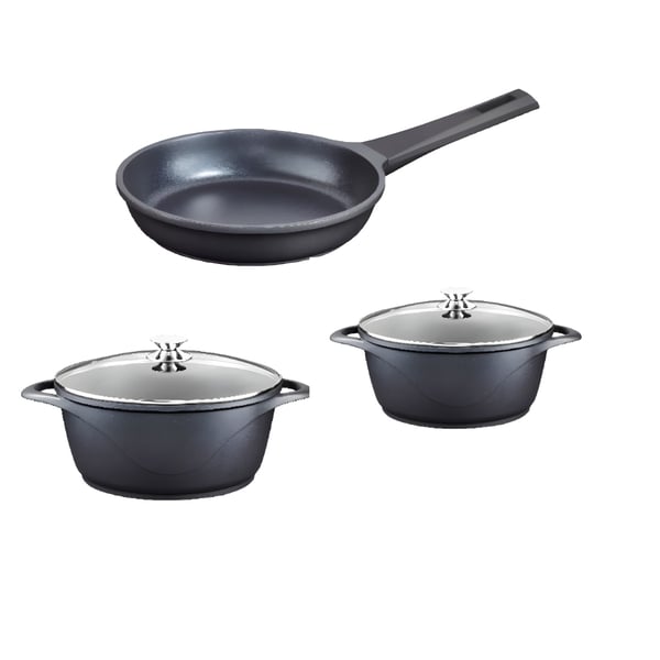 סט סירים ומחבתות 5 חלקים יציקת אלומיניום מסדרת BLACK SHALE