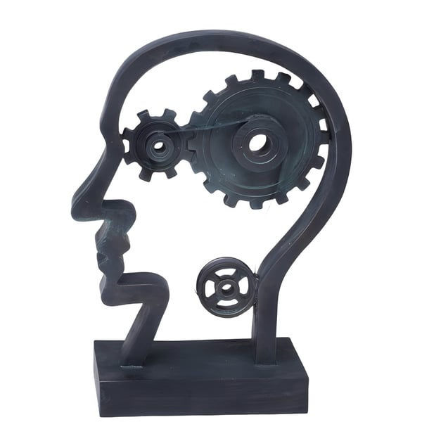 Artistic Sculpture 'Mind Wheels and Human Head' by GRACIA GALLERY
