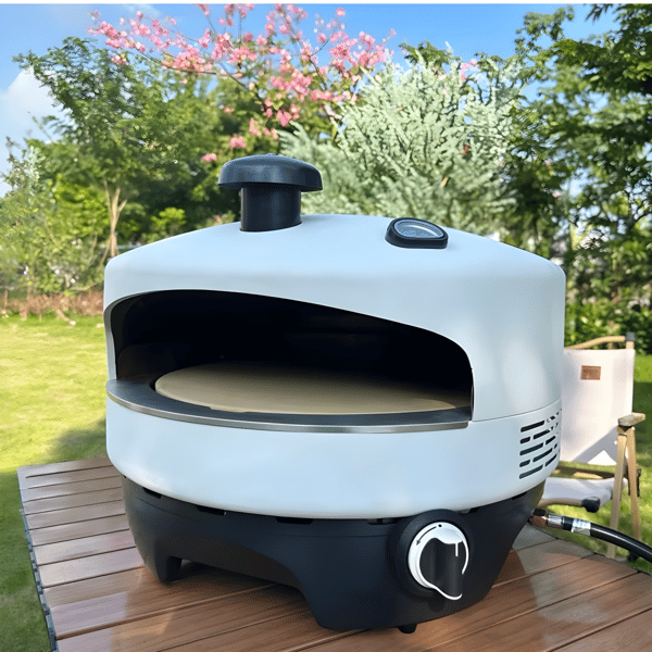 טאבון גז חיצוני מקצועי לפיצה עם אבן אפייה ולהבה היקפית מבית SMARTER