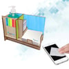 Wooden Organizer with Memo Pads and Sanitizing Wipes