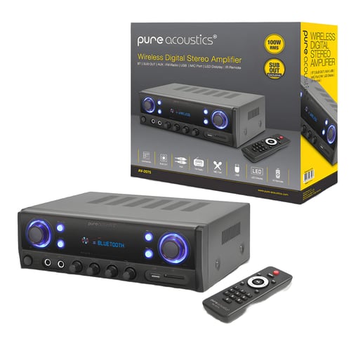 רסיבר קומפקטי 2.0 עוצמתי עם 100 וואט מבית PURE ACOUSTICS