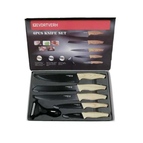 6-Piece Chef's Knife Set with Wooden Handles