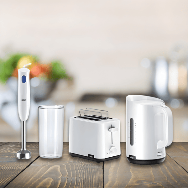 Stylish Kitchen Set: Electric Kettle, Toaster & Hand Blender