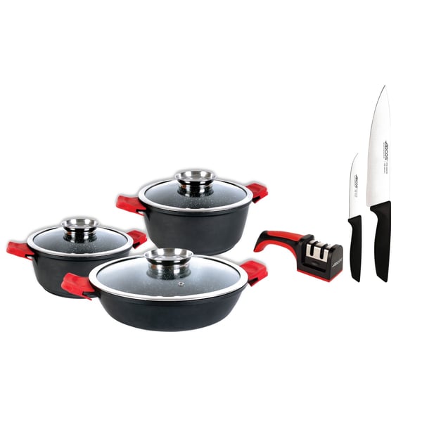 Professional Cooking Set with Pots, Knives & Sharpener by ARCOS
