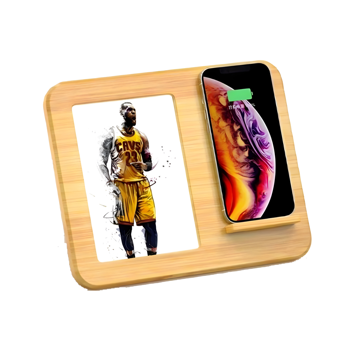 מסגרת במבוק אלגנטית לתמונה עם טעינה אלחוטית