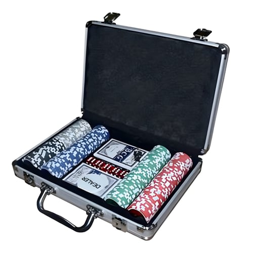 Professional Poker Set with Chips in a Case