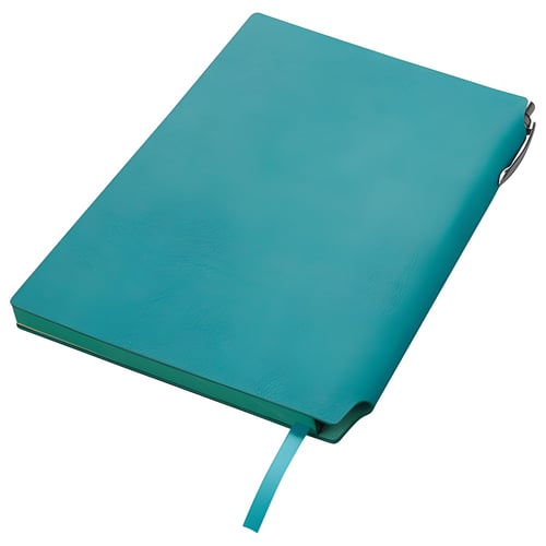 מחברת עסקים A5 מקום לעט בכריכה פתיחה עברית / אנגלית - תכלת / כחול שמים