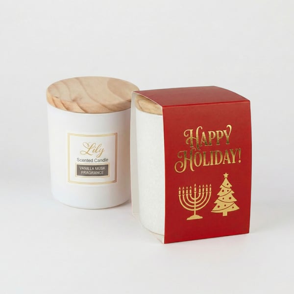Scented candle with branded sleeve