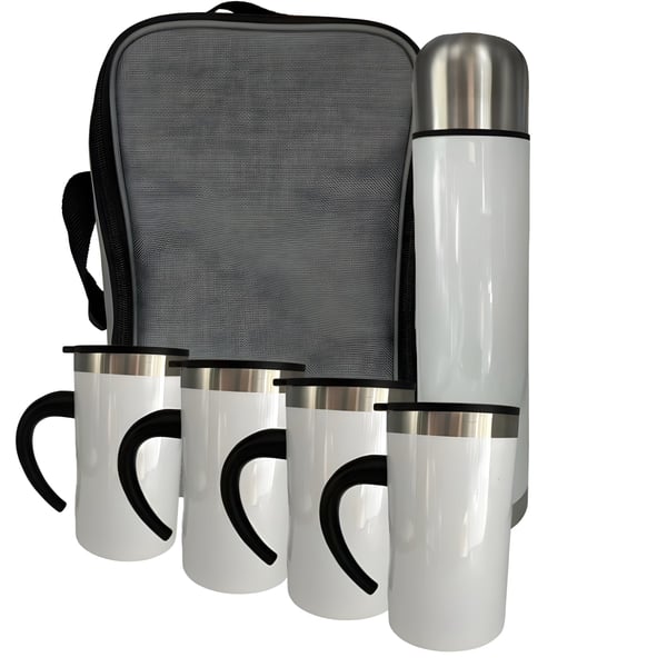 1 Liter Thermal Bottle with Cups - White NY-6500
