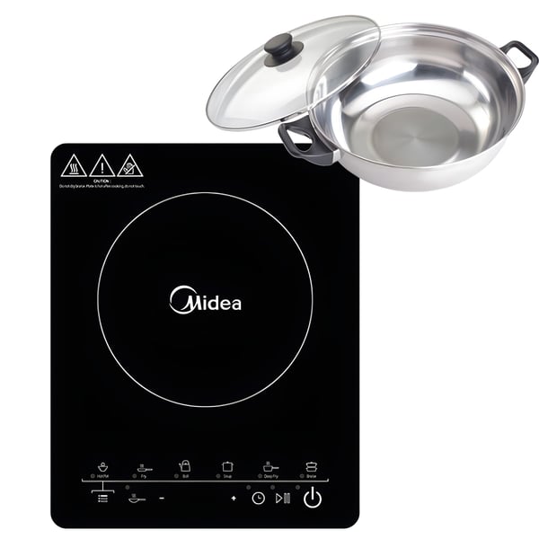 כיריים אינדוקציה MIDEA מעולים - מוקד בישול יחיד + סיר תואם