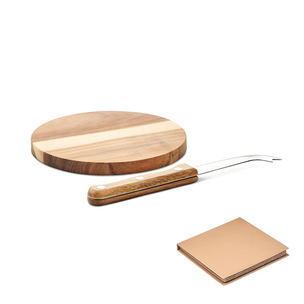 Small Acacia Wood Cheese Board with Stainless Steel Knife