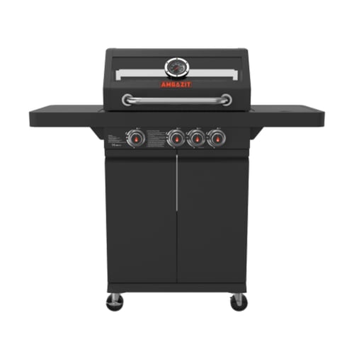 גריל גז 3 מבערים עם כירת צד ומדף מתקפל - אמגזית כולל כיסוי