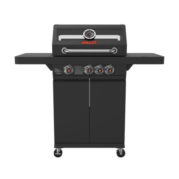 3-Burner Gas Grill with Side Burner & Folding Shelf - Amgazit with Cover