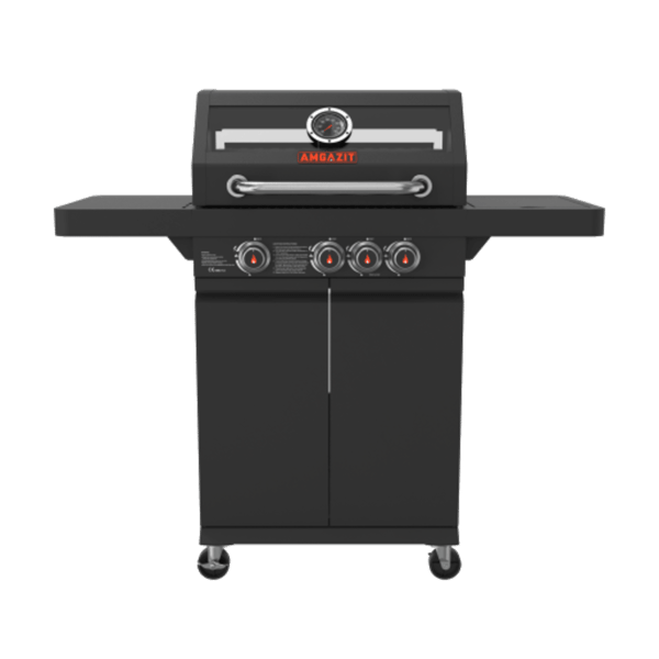 3-Burner Gas Grill with Side Burner & Folding Shelf - Amgazit with Cover