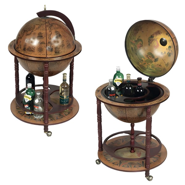 גלובוס בר מעוצב עם תא אחסון בקבוקים