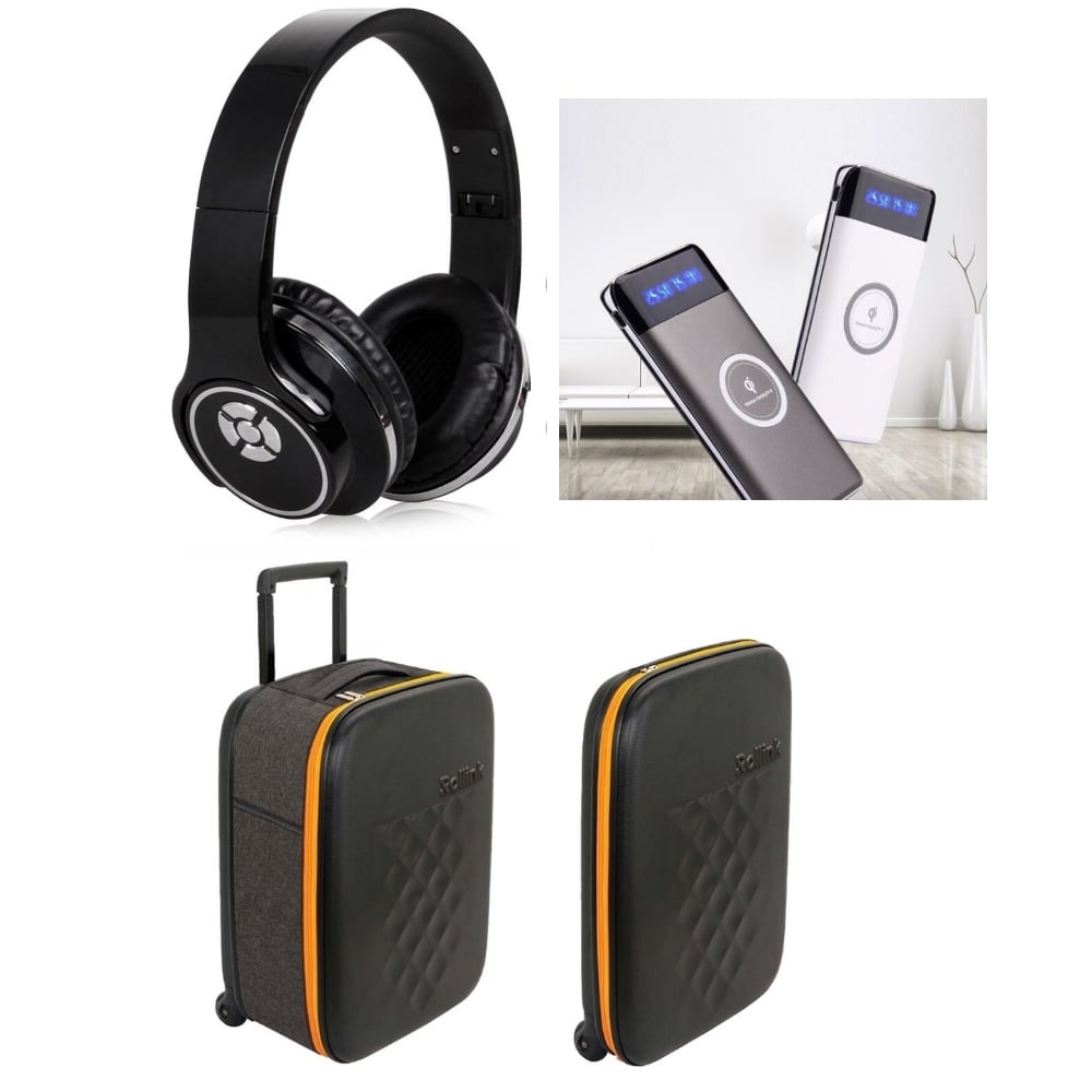 מארז טיסה מושלם: המזוודה הדקה בעולם עם אוזניות בלותות' ומטען נייד