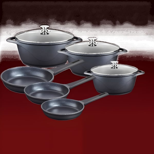 סט סירים ומחבתות 9 חלקים מסדרת BLACK SHALE בסטנדרט אירופאי