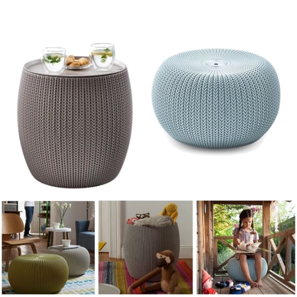 Knitted Pouf and Table Set - Style and Comfort in Any Weather