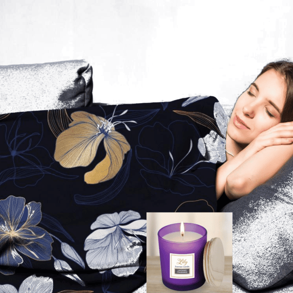 מארז ערב רומנטי עם נר ארומתי ושמיכת כירבולית מעוצבת